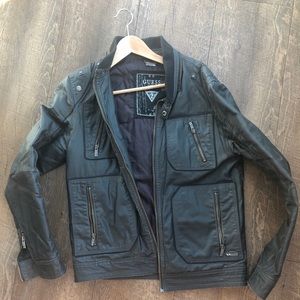 Guess Black café racer style Moto jacket